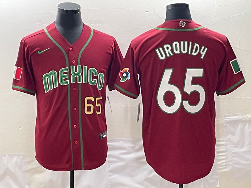 Men 2023 World Cub Mexico 65 Urquidu Red Nike MLB Jersey